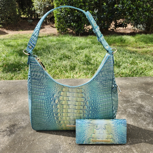 Brahmin Tabitha Seafoam Ombre Blue Shoulder Bag with Wallet - Picture 1 of 16